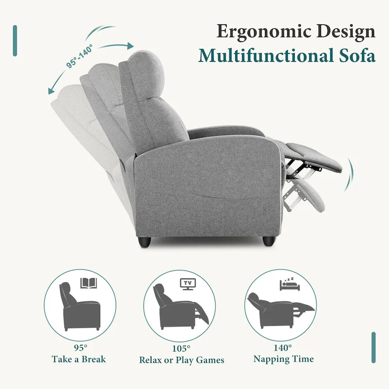 Massage Recliner Push Back Reclining Chair Home Theater Recliner Armchair