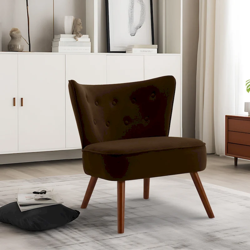 Tufted Velvet Accent Chair Upholstered Living Room Side Chair - 27.6 W x 28 D x 31.3 H