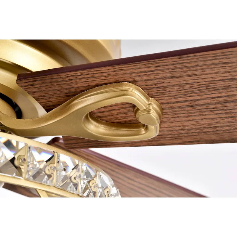 Adsila 52 Inch Matte Gold Glam Crsytal Ceiling Fan with Remote - N/A