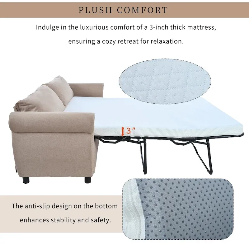 80.7  2-in-1 Sofa Bed Sleeper with Large Mattress