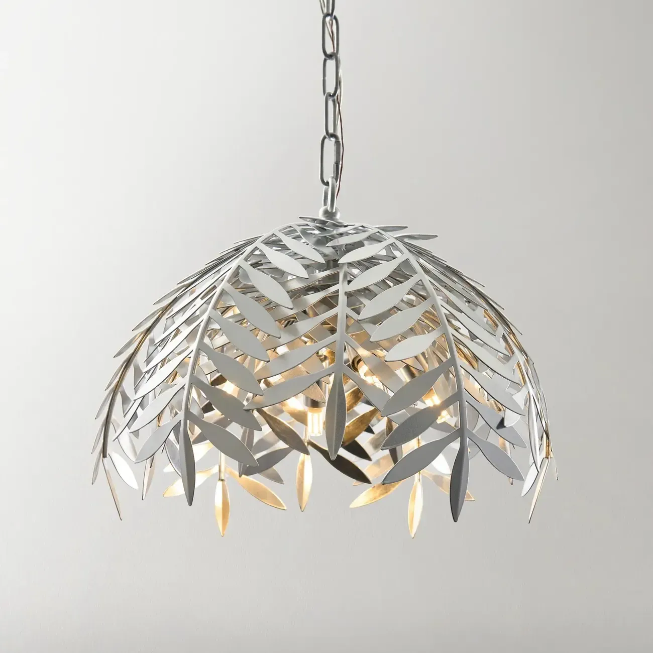 Modern Metal Silver Leaf Shape Pendant Light