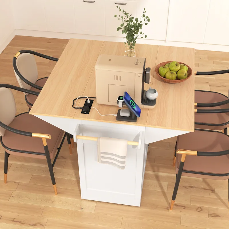 55.7 Large Kitchen Island With 2 Drop Leaf(no include stool)