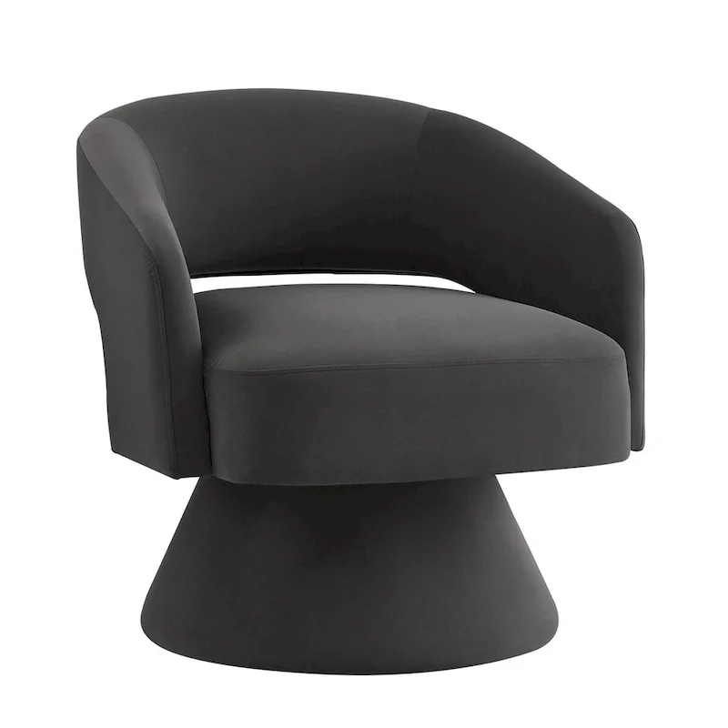 Upholstered Velvet Swivel Accent Chairs with Open Backrest