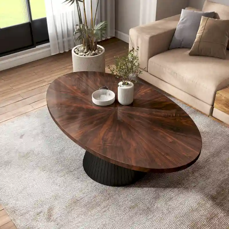 Furniture of America Dravo Modern Brown and Black Oval Coffee Table