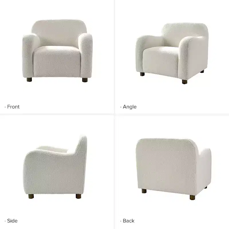 Boucle Upholstered Armchair Set of 2, Black / Ivory (1 Seat Each)