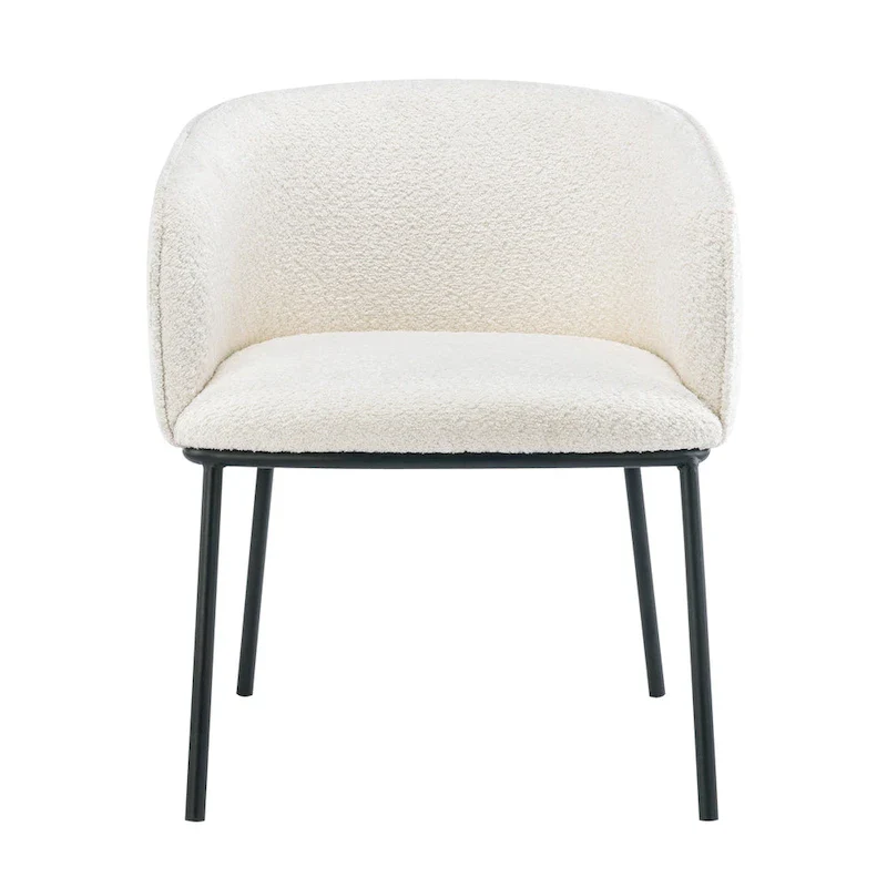 Set of 1 Boucle Upholstered Accent Barrel Armchair