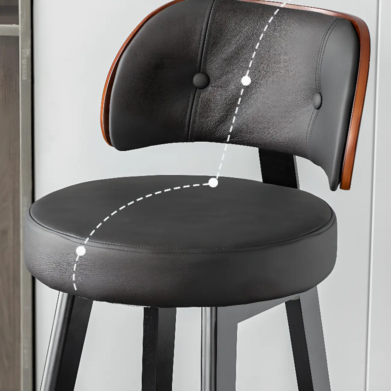 Modern Wood Upholstered Bar Stools with Back