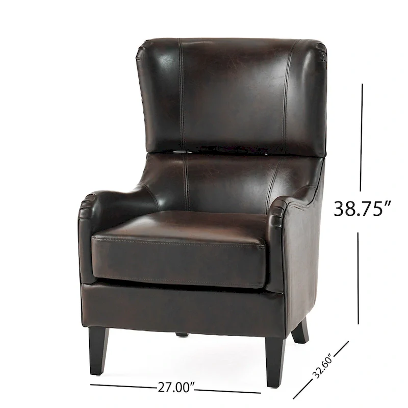 27  High Back Accent Chair with Wing Back and Birch Legs