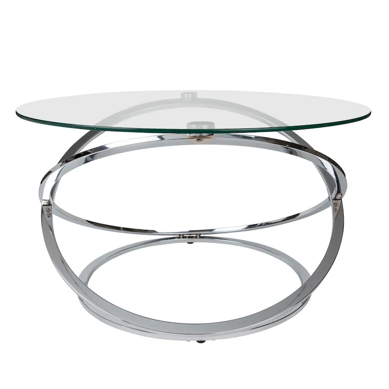 Galaxy Cross Base Tempered Glass Round Coffee Table