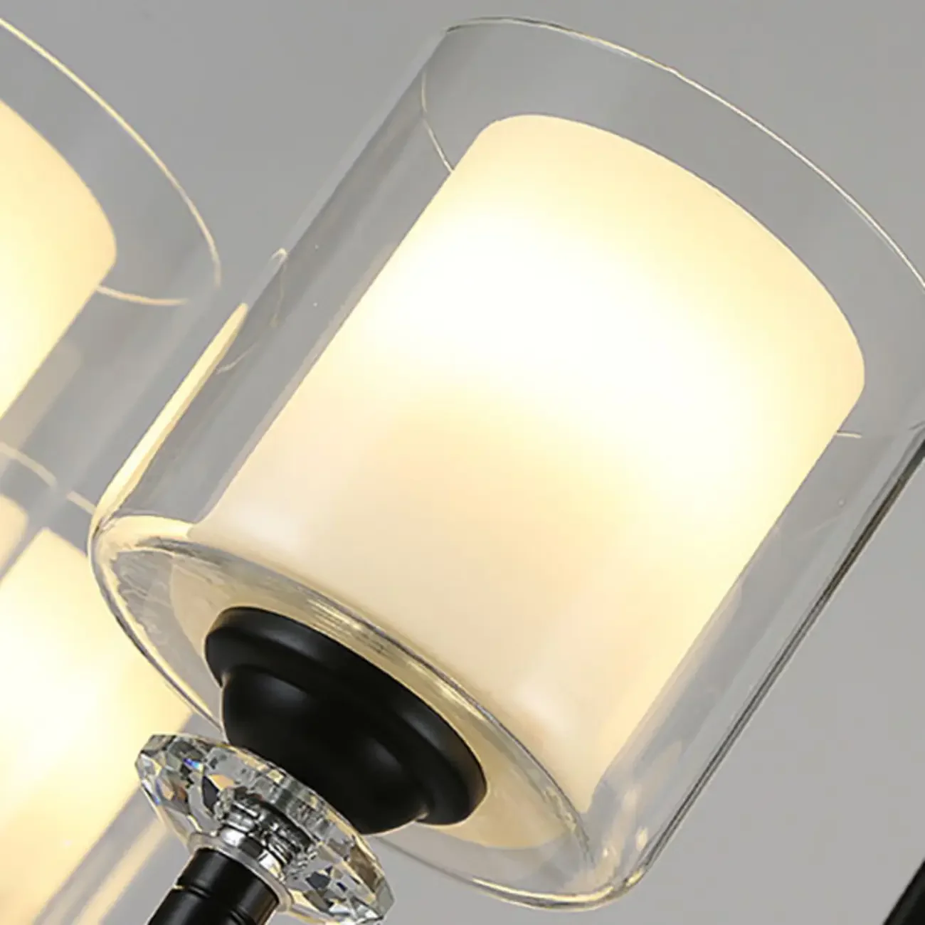 Geometric Industrial Metal Cylinder Glass Chandelier