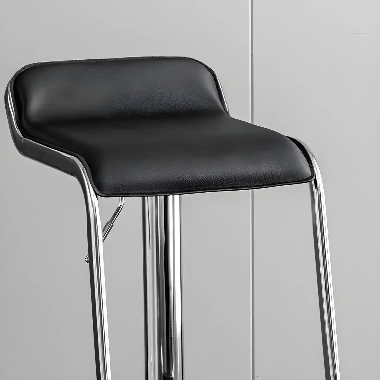 Modern Pedestal Swivel Bar Stool Adjustable Height Low Back Faux Leather