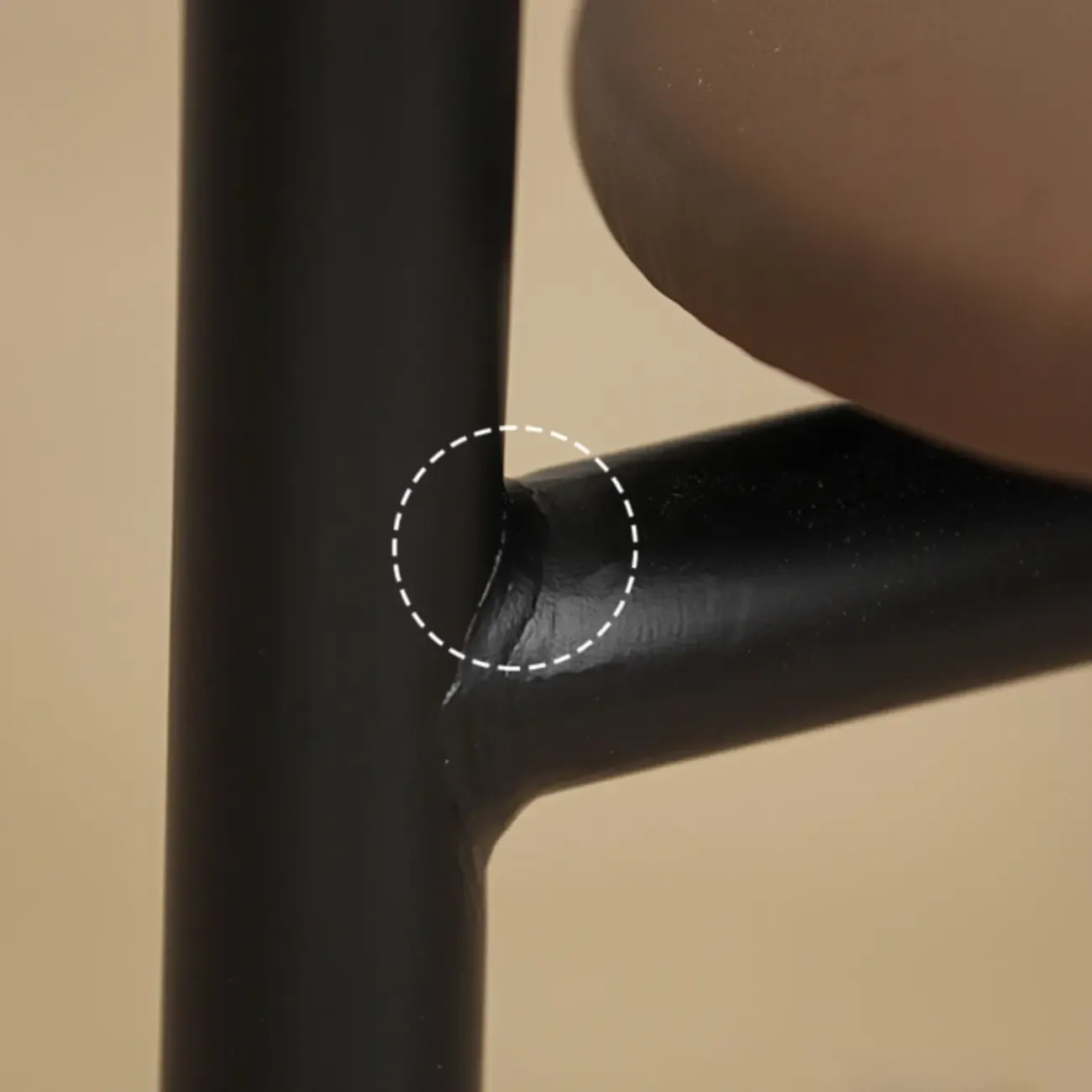 Mid-Century Modern Dining Chair with Black Leather Seat