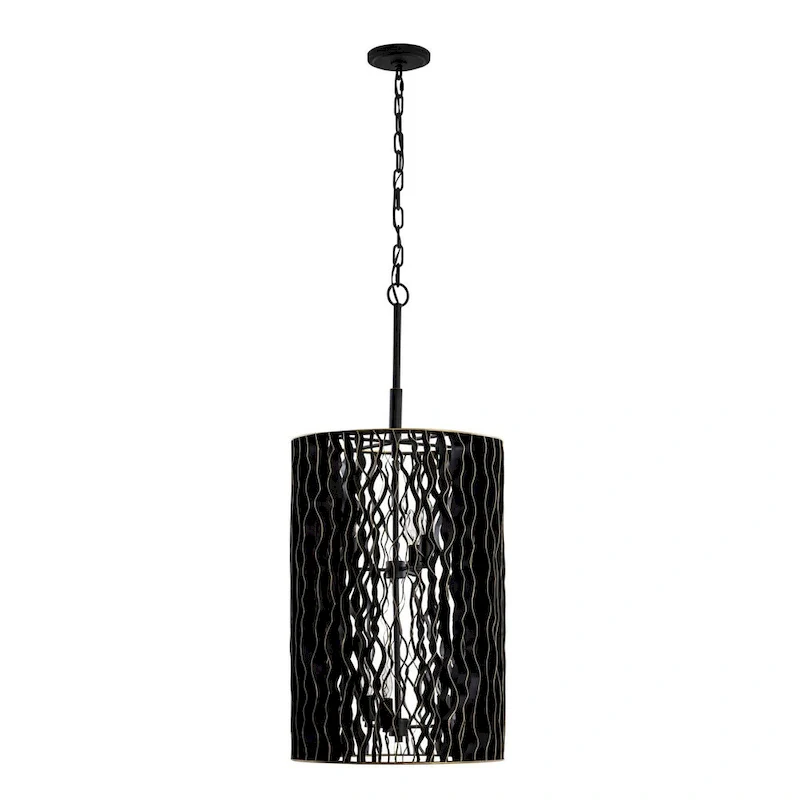 Estela 6-Light Foyer Pendant - Matte Black/French Gold