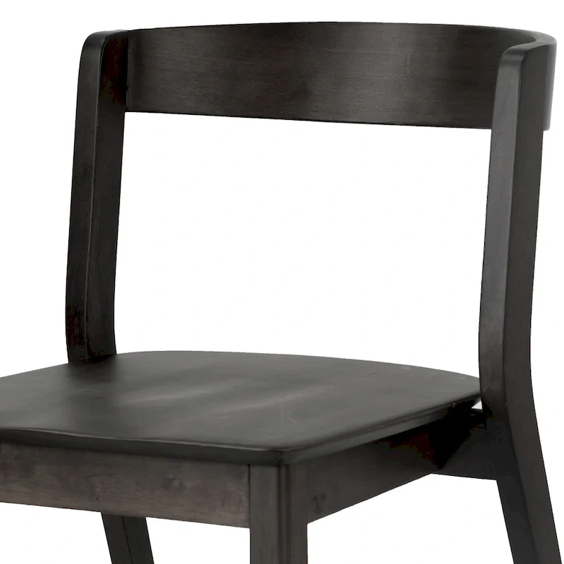 Set of 2 Black Solid Wood Chair with Curved Back