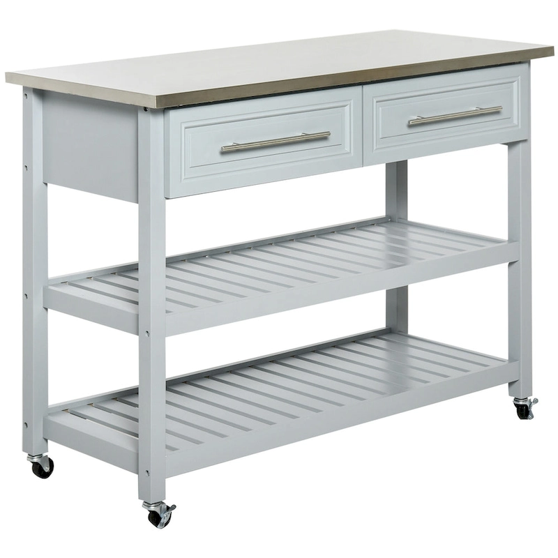 Kitchen Island With Stainless Steel Top(no include stool)