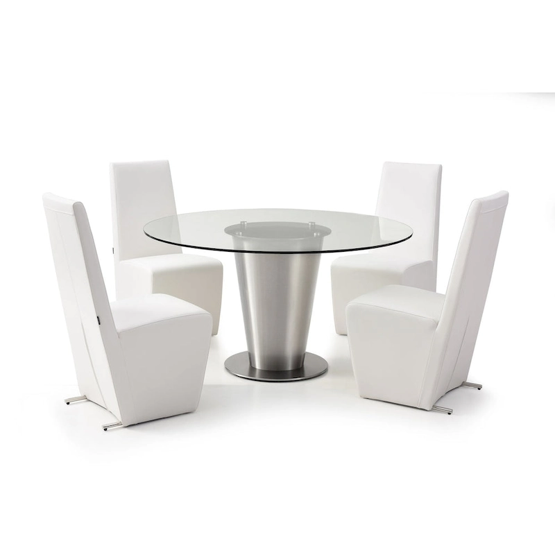 Clear Glass Round Table with Stainless Steel Base Or Lazy Susan