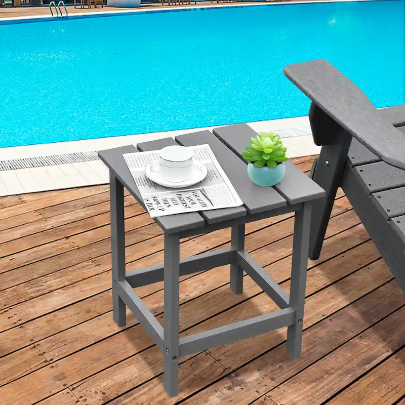 Costway Patio 15 End Side Coffee Table Square Wooden Slat Garden Deck - See details