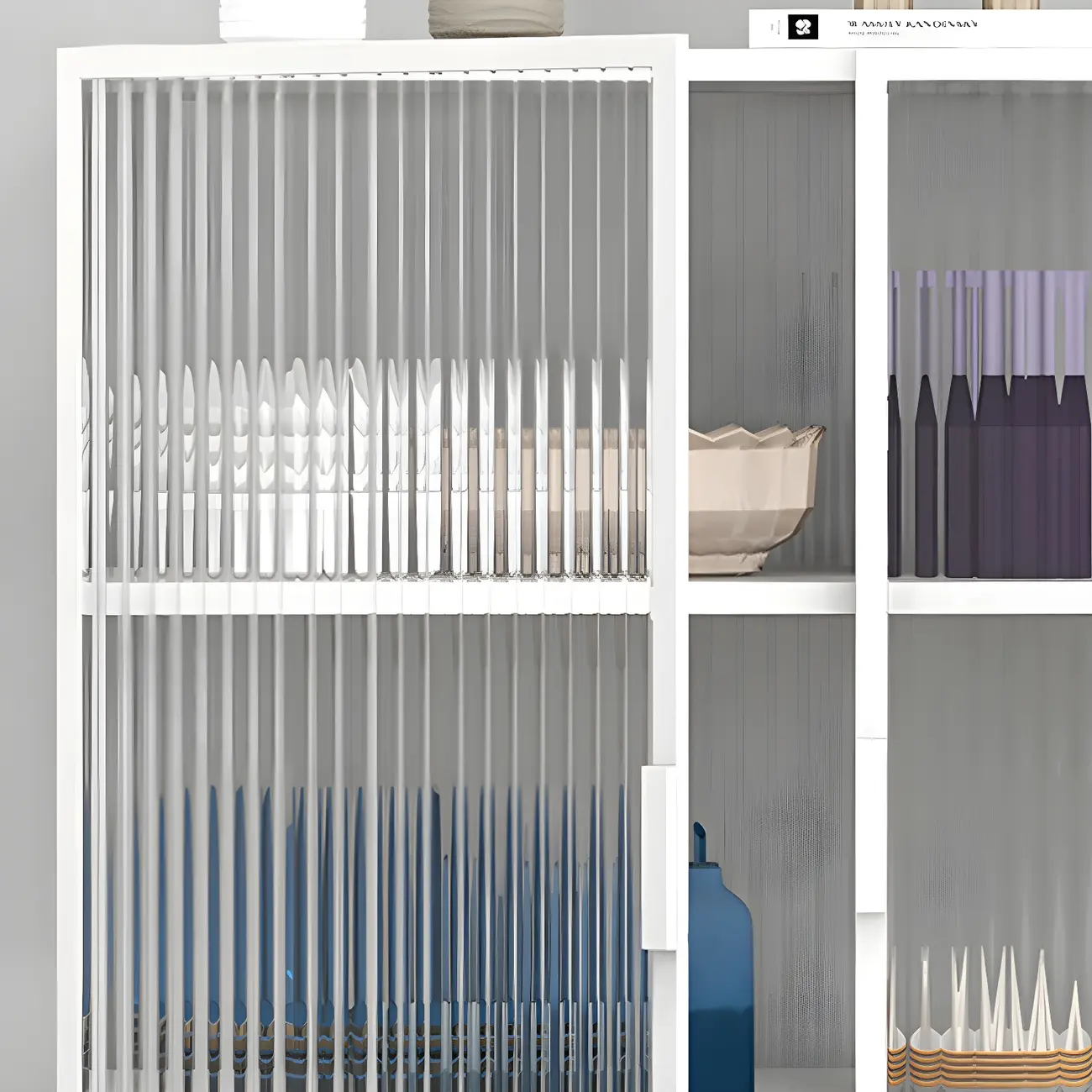 Sleek Black Metal Square Glass Display Cabinet