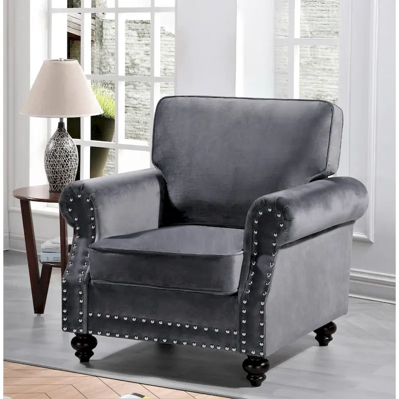 Suffield Velvet Nailhead Armchair
