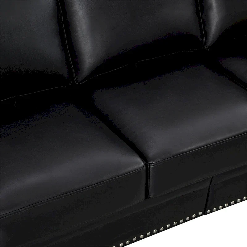 Classic Living Room Nails Sofa,Faux Leather