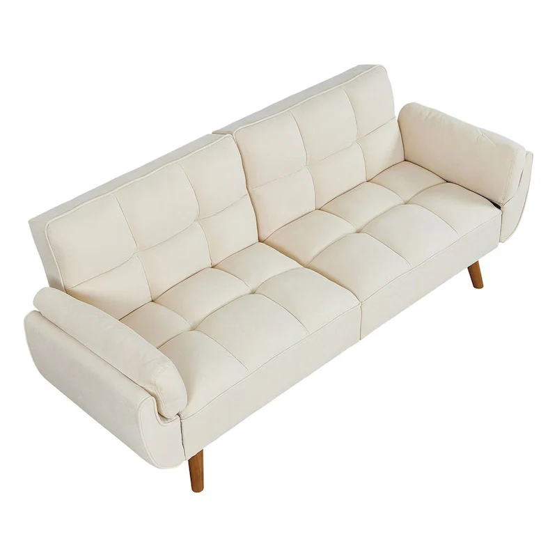 Linen Button-Tufted Loveseat Sofa, Beige/Grey/Black/Green/Yellow, Metal Legs, Seats 2