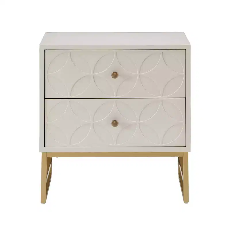 Black/Gold, Blue, Grey & White/Gold Arched Diamond Metal Nightstand with Drawer