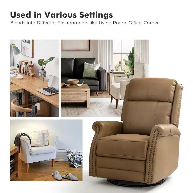 Irene 30.5 Wide Genuine Leather Manual Recliner with Rolled Arms Set of 2| ART OF LIVING DESIGNS