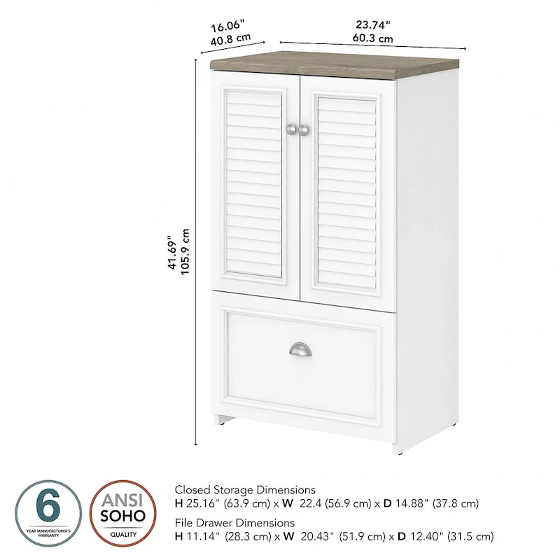 41.7-inch Cabinet with Drawer - 23.74L x 16.06W x 41.69H - 23.74L x 16.06W x 41.69H
