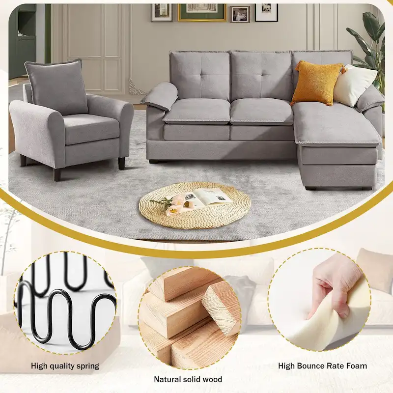 82.28 L Shaped 3 Pieces Living Room Sets