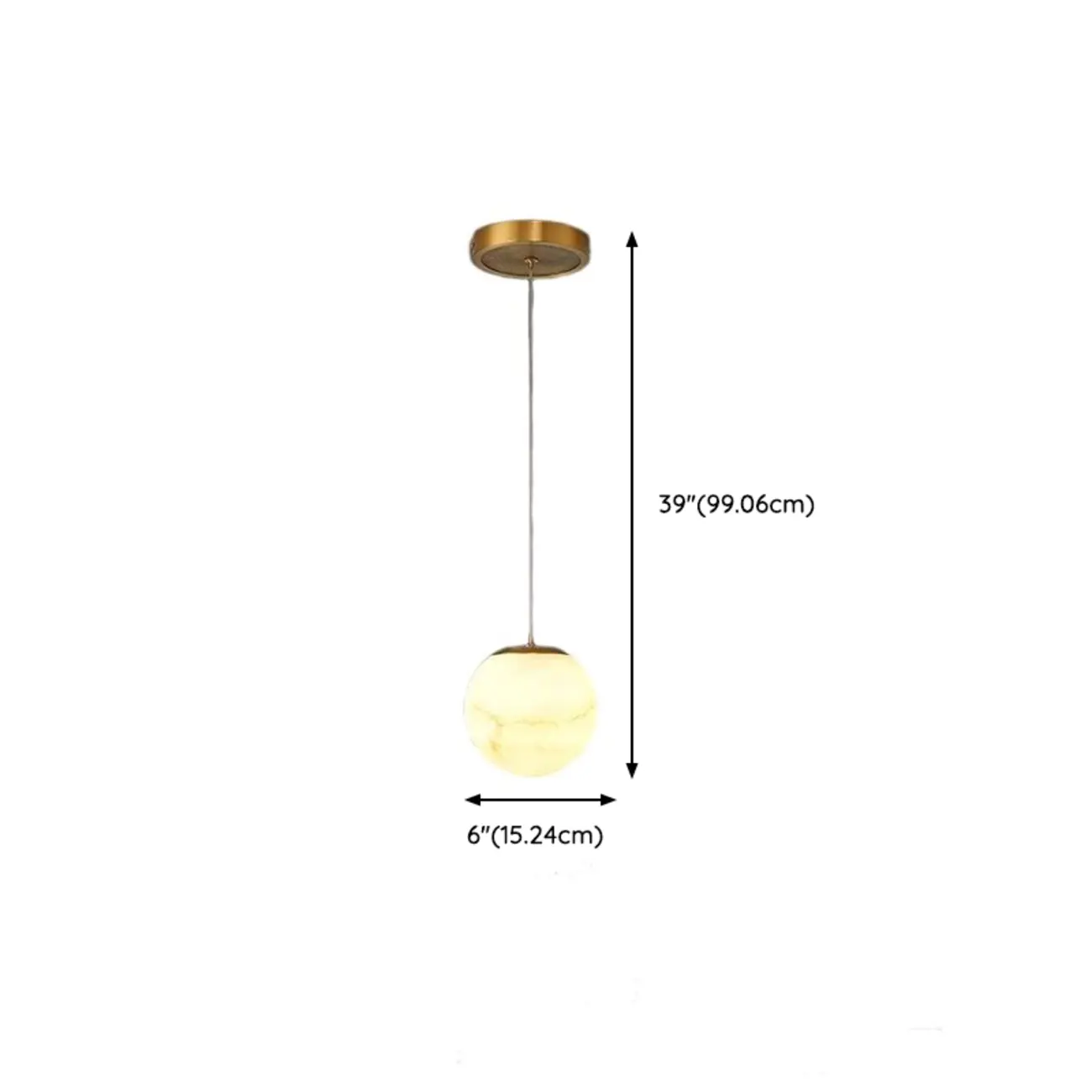 1-Light Gold Stone Square Hanging Pendant Light