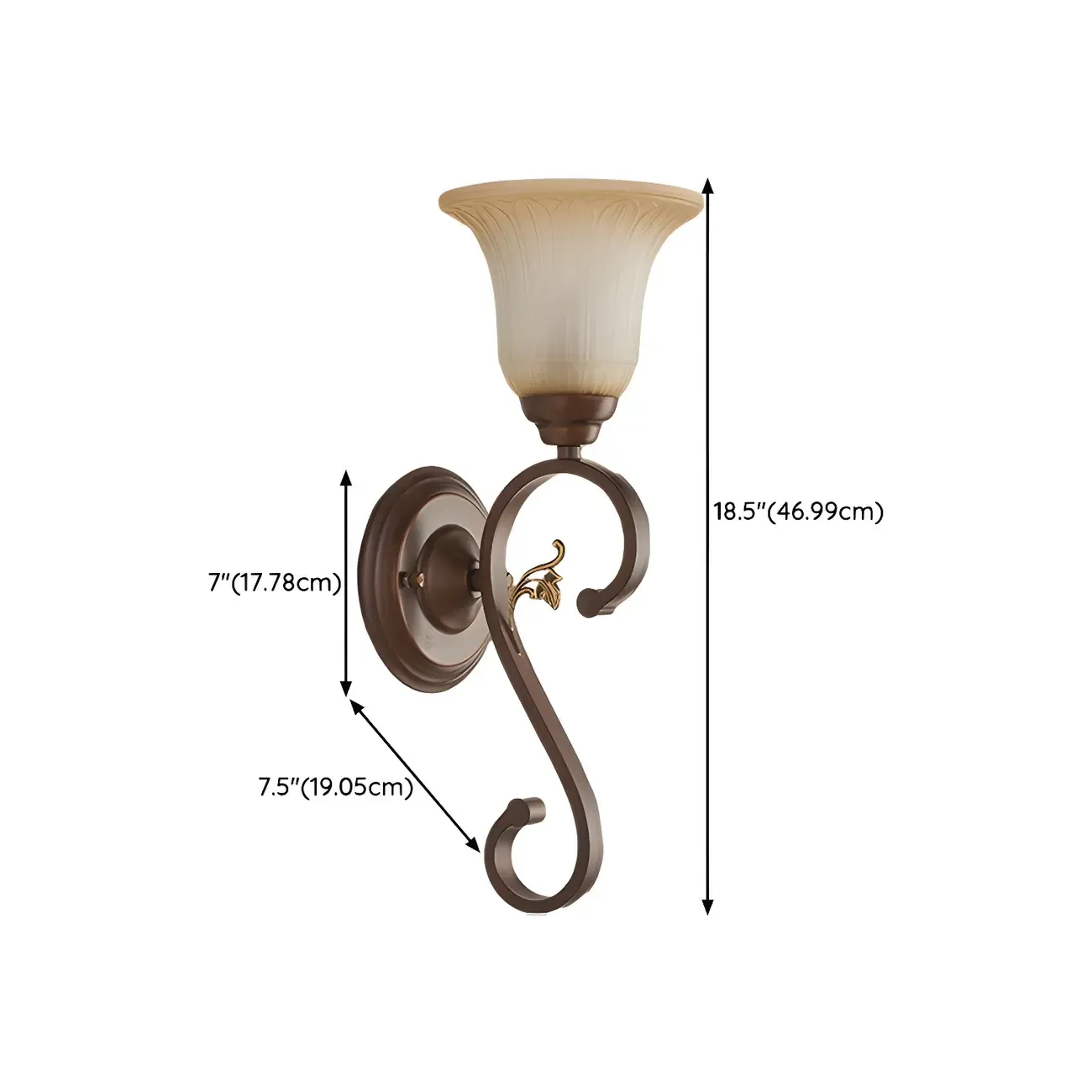 Modern Metal LED Wall Sconce Fixture with Glass Shade