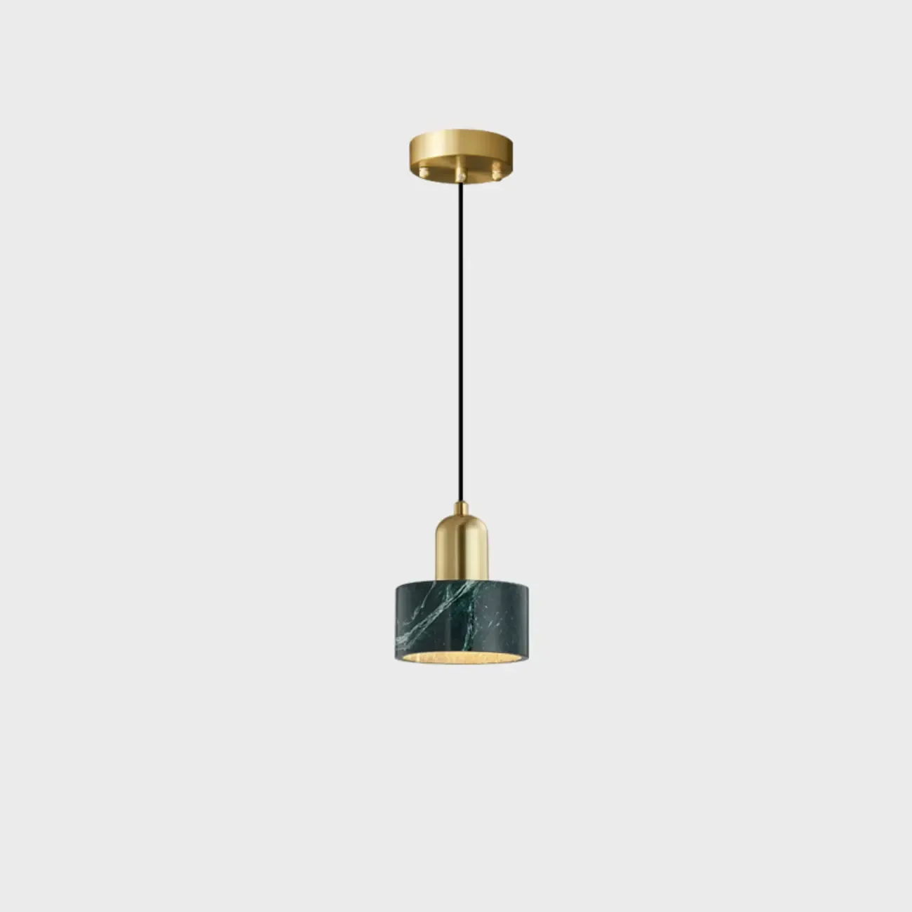 Modern Green Stone Cylinder Black Hanging Pendant Light