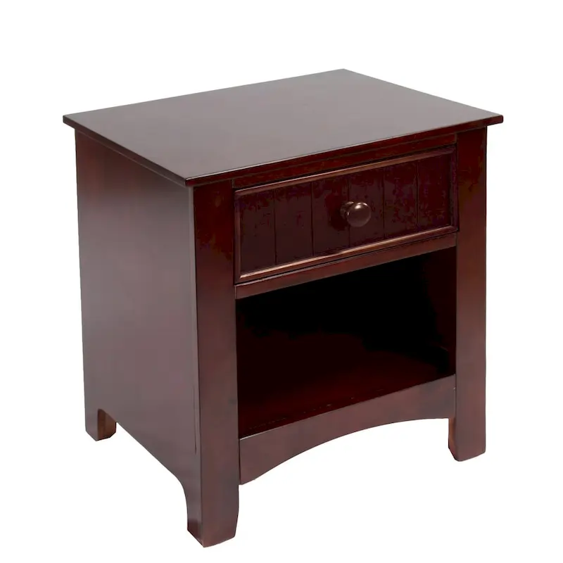 Ettrick Transitional Espresso Wood 1-Drawer Night Stand