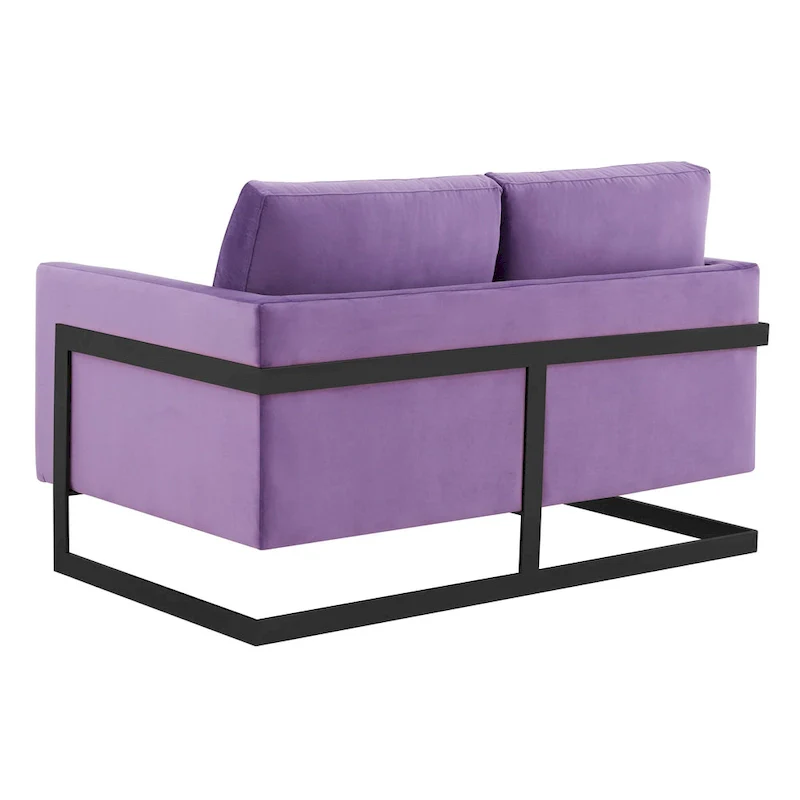 Upholstered Loveseat Sofa in Velvet Fabric with Removable Cushions and Stainless Steel Frame