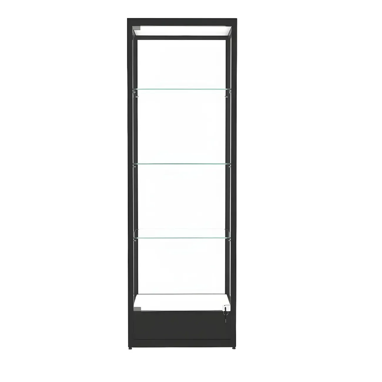 Modern Glass Black Curio Cabinet with Adjustable Shelves