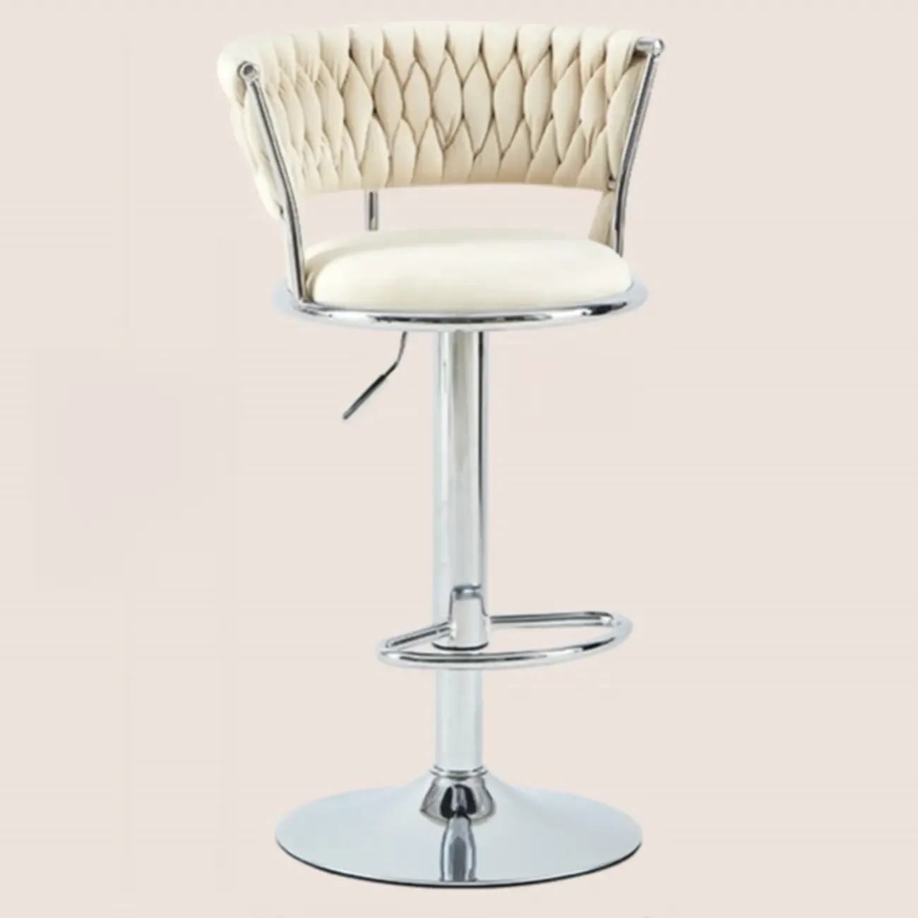 Adjustable Flannel Curved Back Bar Stools with Gold Base