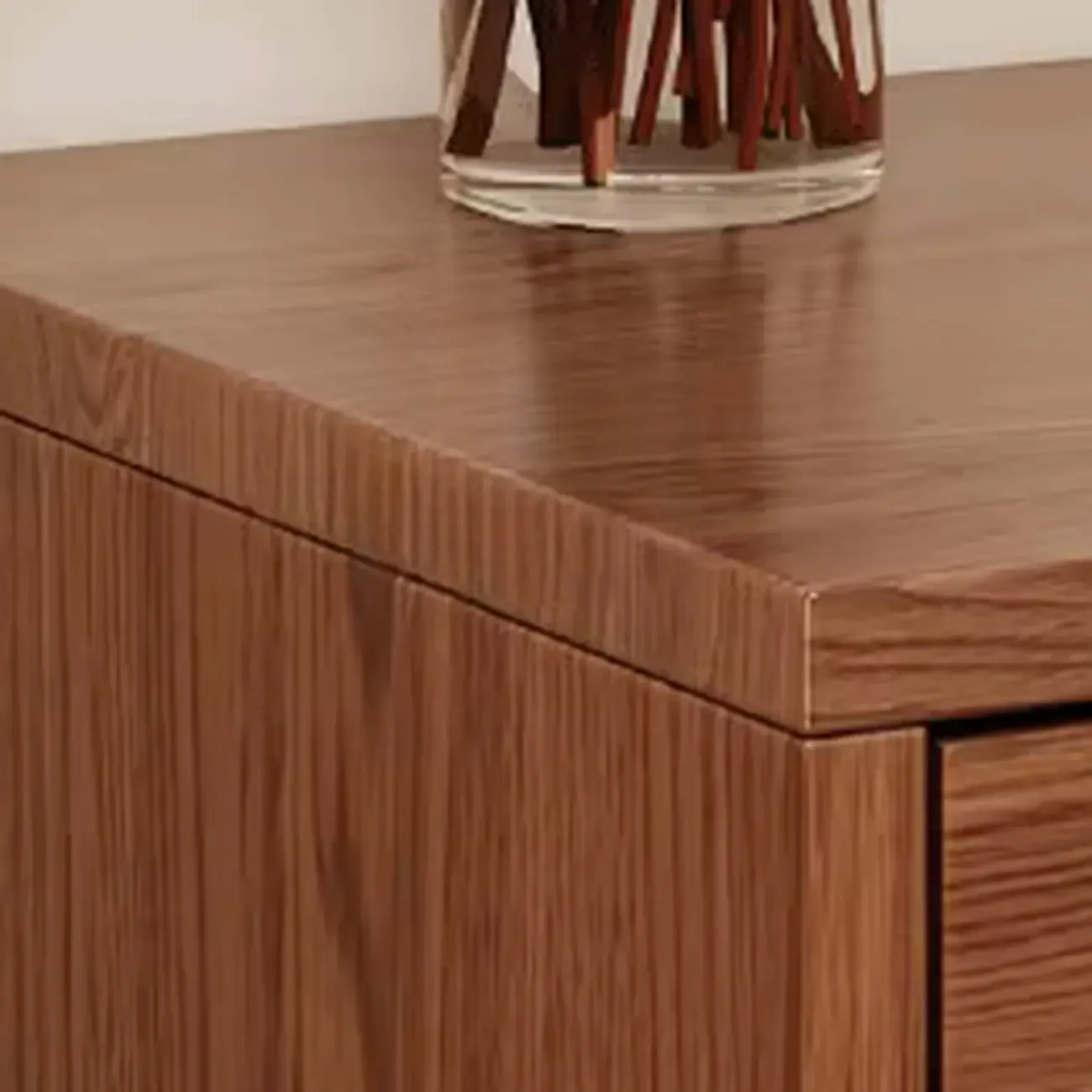 Traditional Wooden Nut-Brown Bedside Double Drawer Nightstand