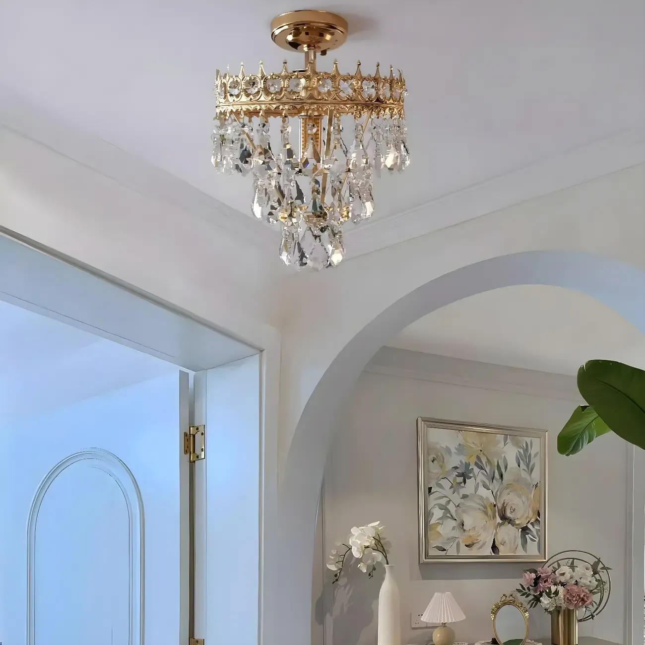 LED Elegant Semi-Flush Mount Ceiling Light for Living Room