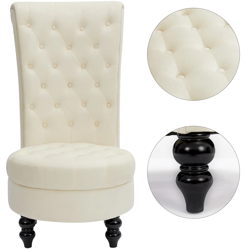AVAWING Set of 2 Throne Royal Chair Thick Padding and Rubberwood Legs