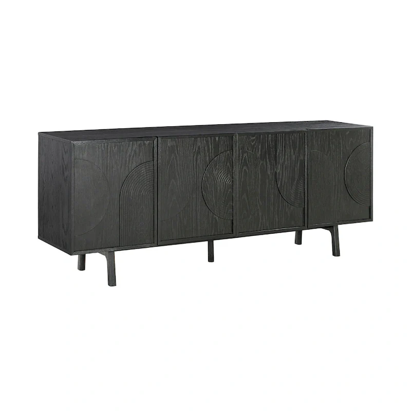 Dene 79 Inch Serving Cabinet Buffet Sideboard Console with 4 Doors, Black