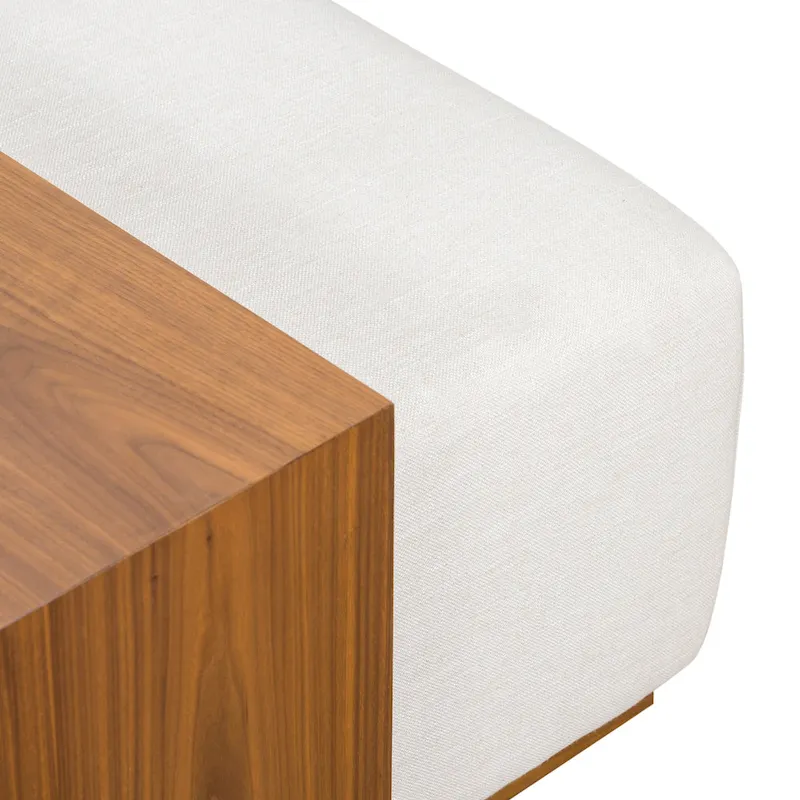 Poly & Bark Jarmo Ottoman with Adjustable Walnut Table - Full Grain Genuine Italian Leather