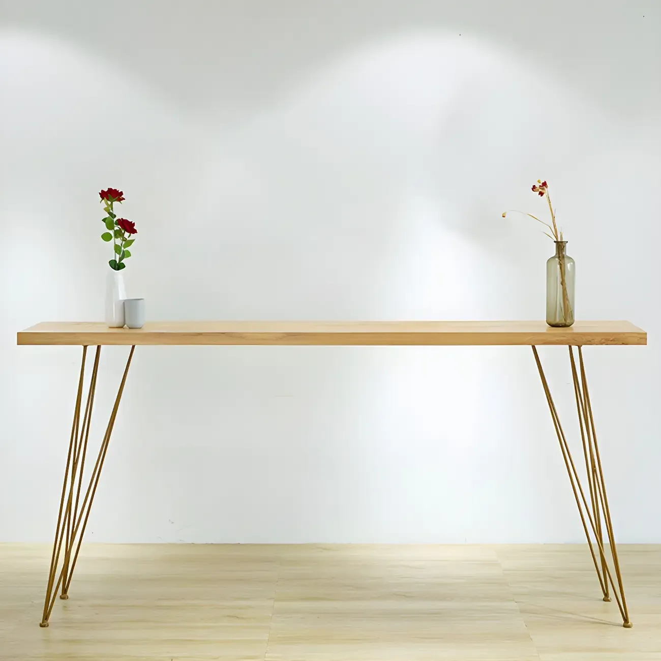 Elegant Long Bar Table with Wooden Stools