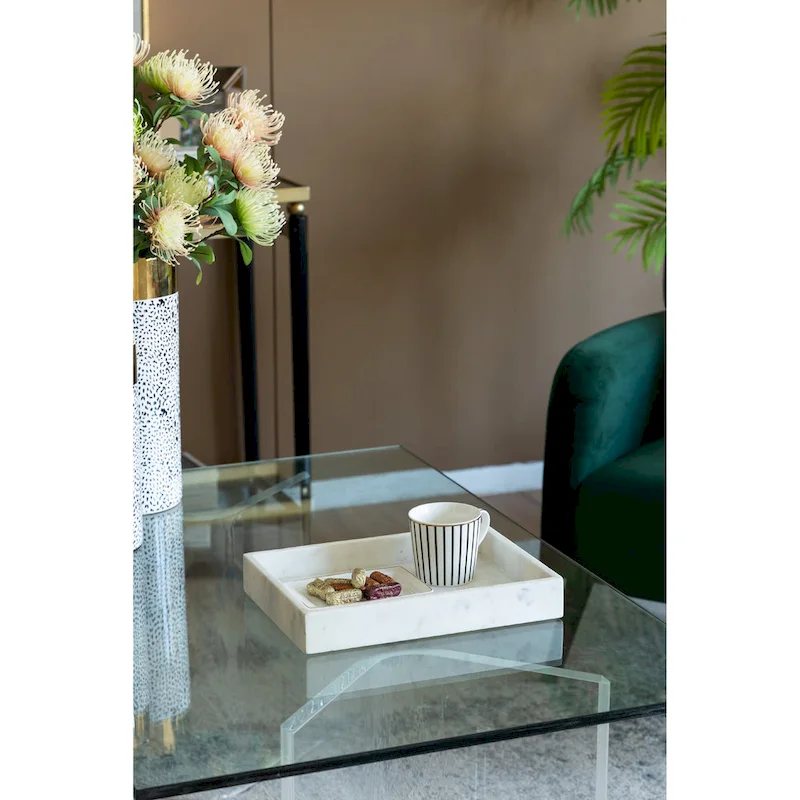 A&B Home Rectangular Marble Tray - White