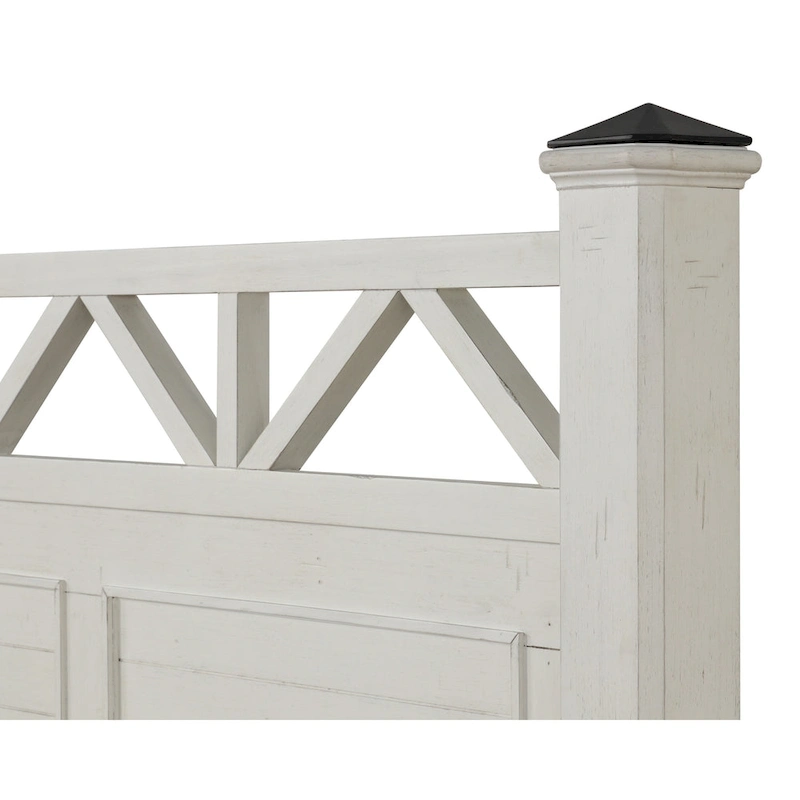 Roundhill Furniture Laria Antique White Finish Wood Panel Bed