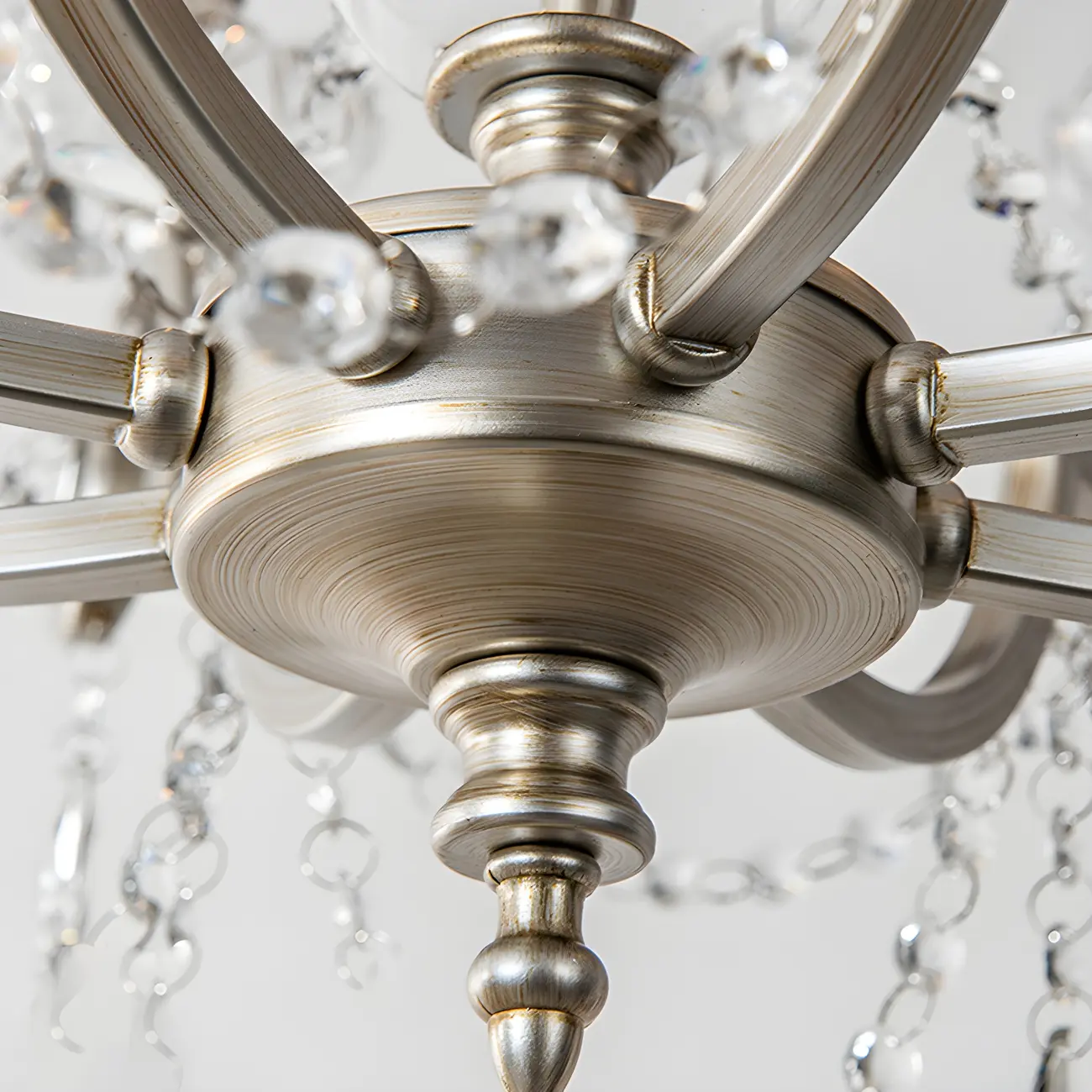 Adjustable Hanging Silver Crystal Candelabra Chandelier