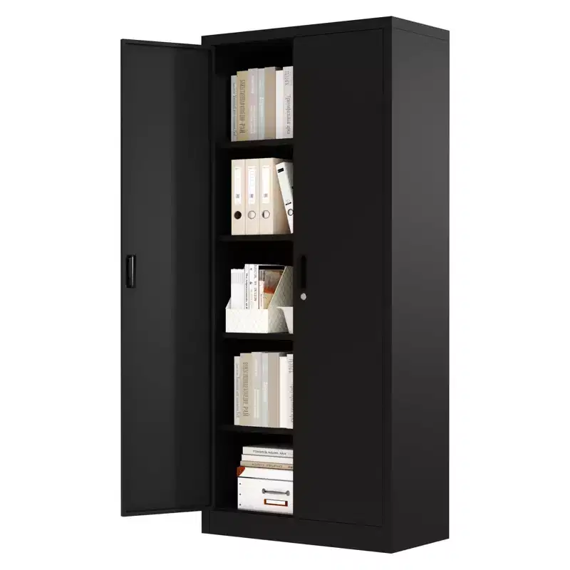 COZONY 71-Inch Tall Metal Storage Cabinet with Doors 4 Adjustable Shelves Lock Feet for Pantry Garage Bedroom Office Shop