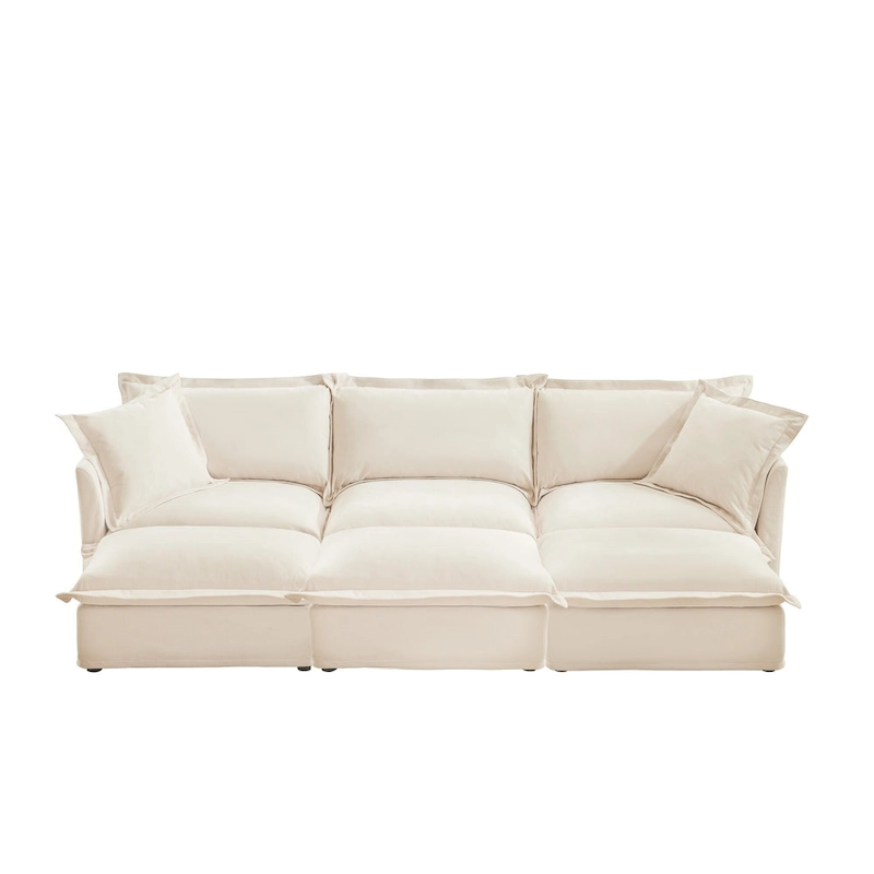 120 Chenille 3-Seater Sectional Sofa with 3 Ottomans