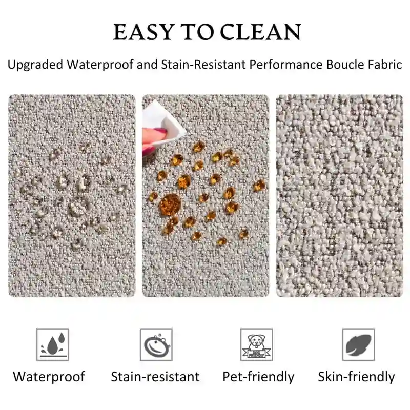 KINWELL 34 Poly Blend Boucle Fabric Upholstered Swivel Armchair