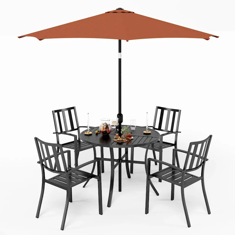 MAISON ARTS 5/6-Piece Patio E-Coating & Stackable Dining Set
