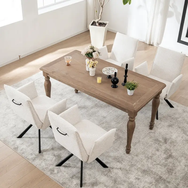Modern Upholstered Dining Chairs with Swivel Metal Legs